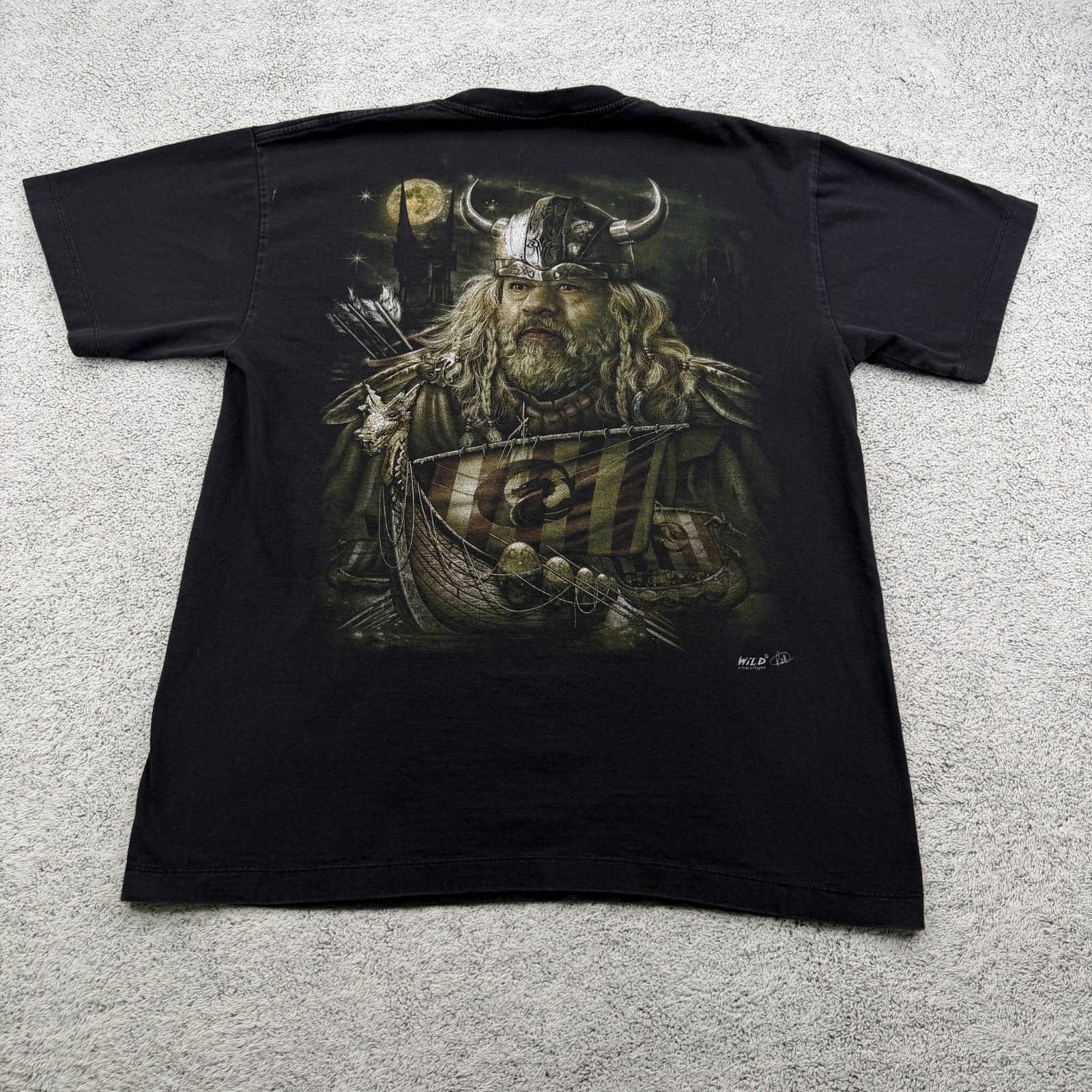 Wild Viking Shirt Mens Large Black Nordic Warrior Valhalla Dragon Boat Battle — image 7 of 8